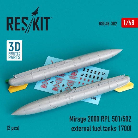 1:48 MIRAGE 2000 RPL 501/502 EXTERNAL FUEL TANKS 1700LT (2 PCS) (3D PRINTING)
