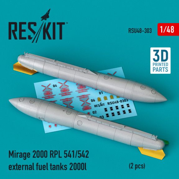 1:48 MIRAGE 2000 RPL 541/542 EXTERNAL FUEL TANKS 2000LT (2 PCS) (3D PRINTING)