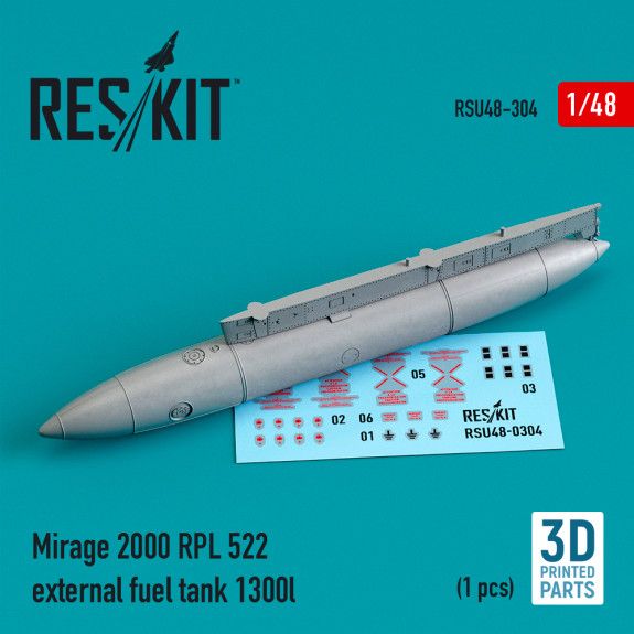1:48 MIRAGE 2000 RPL 522 EXTERNAL FUEL TANK 1300LT (3D PRINTING)