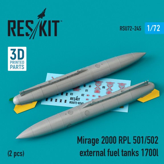 1:72 MIRAGE 2000 RPL 501/502 EXTERNAL FUEL TANKS 1700LT (2 PCS) (3D PRINTING)