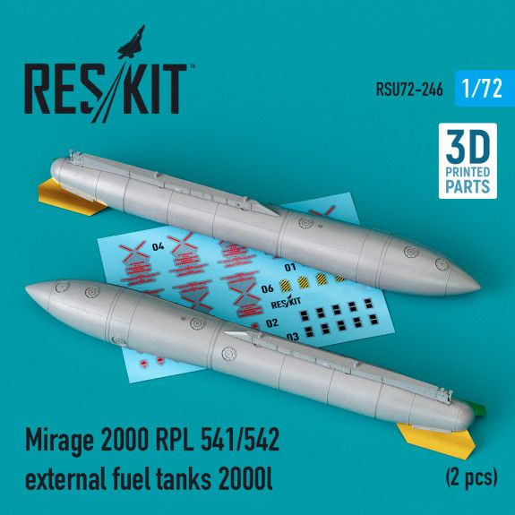 1:72 MIRAGE 2000 RPL 541/542 EXTERNAL FUEL TANKS 2000LT (2 PCS) (3D PRINTING)