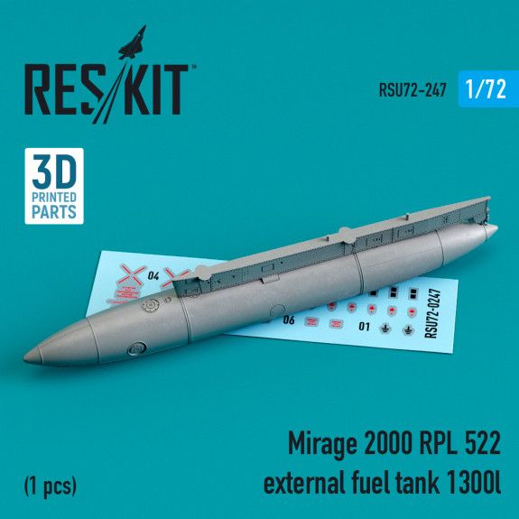 1:72 MIRAGE 2000 RPL 522 EXTERNAL FUEL TANK 1300LT (3D PRINTING)