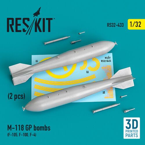 1:32 M-118 GP BOMBS (2 PCS) (F-105, F-100, F-4) (3D PRINTING)