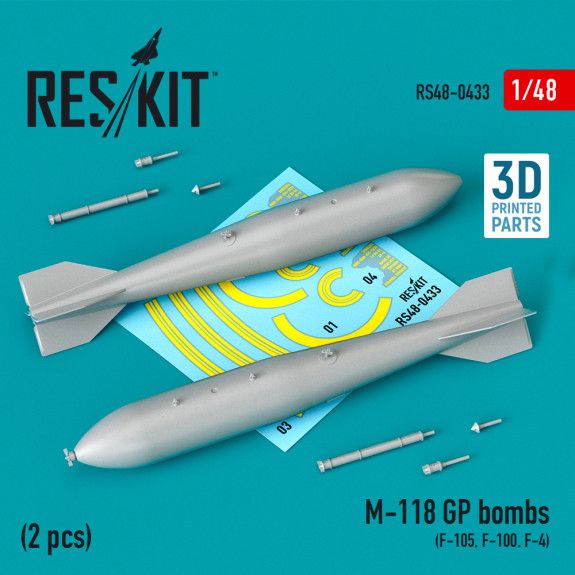 1:48 M-118 GP BOMBS (2 PCS) (F-105, F-100, F-4) (3D PRINTING)