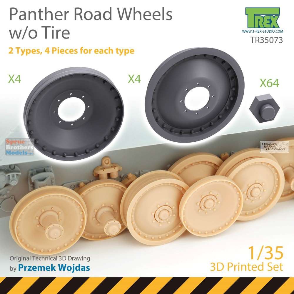 1:35 Panther Road Wheels without Tires (2 Types, 4 pcs. for Each Type)