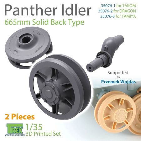 1:35 Panther Idler 665mm Solid Back Type (2 pcs. - for Takom Kit)