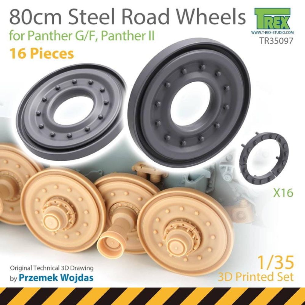 1:35 80cm Steel Road Wheels for Panther G/F, Panther II (16 cs.)