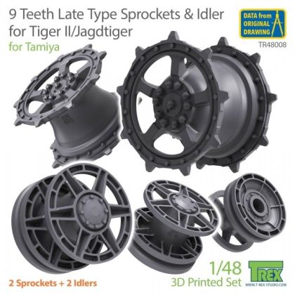 1:48 9 Teeth Late Type Sprocket & Idler for Tiger II/Jagdtiger for TAMIYA