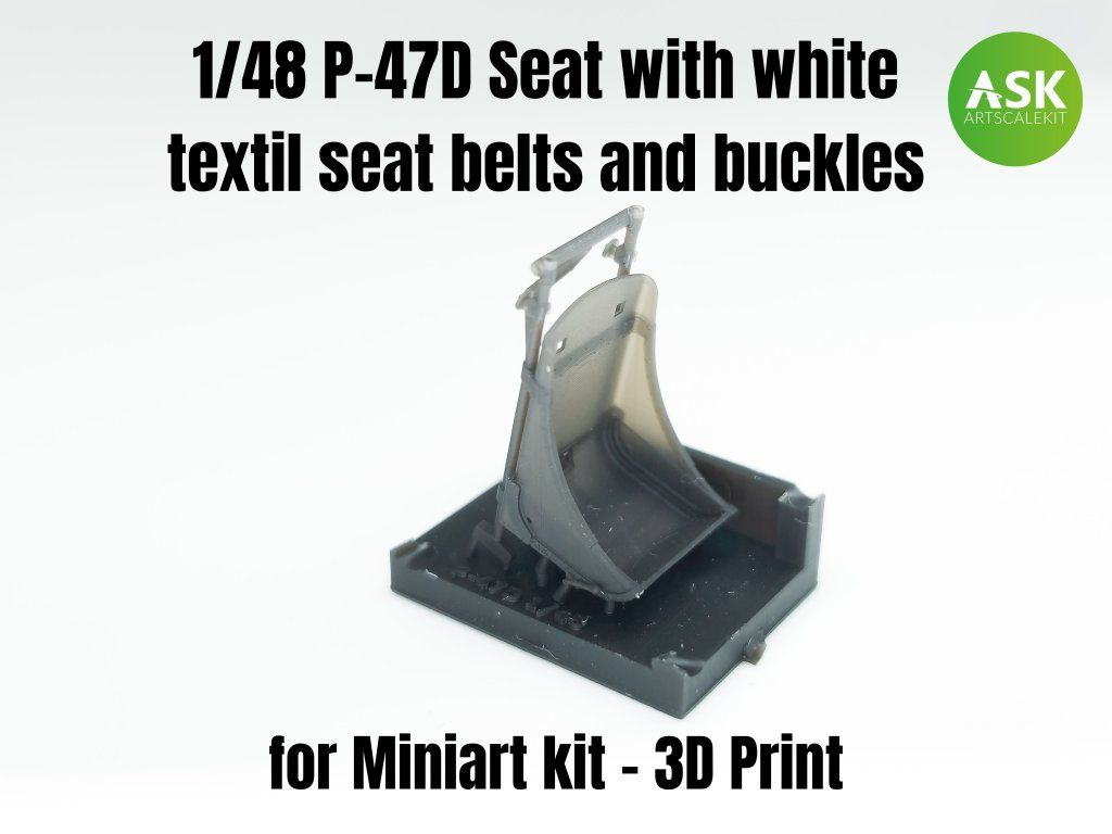 1:48 P-47D Seat with white textil seat belts and buckles