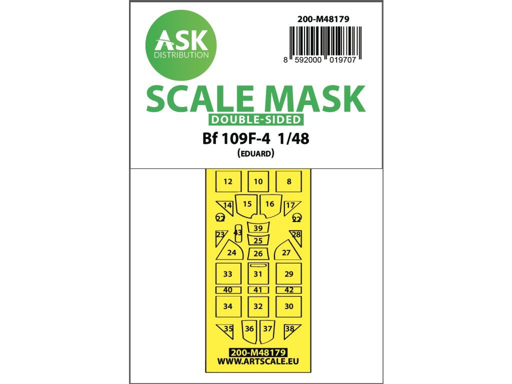 1:48 Messerschmitt Bf 109F double-sided express mask, self-adhesive and pre-cutted for Eduard