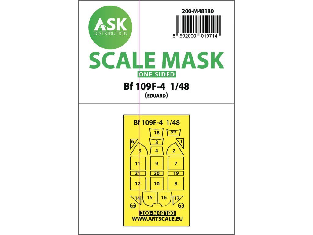 1:48 Messerschmitt Bf 109F one-sided express mask, self-adhesive and pre-cutted for Eduard