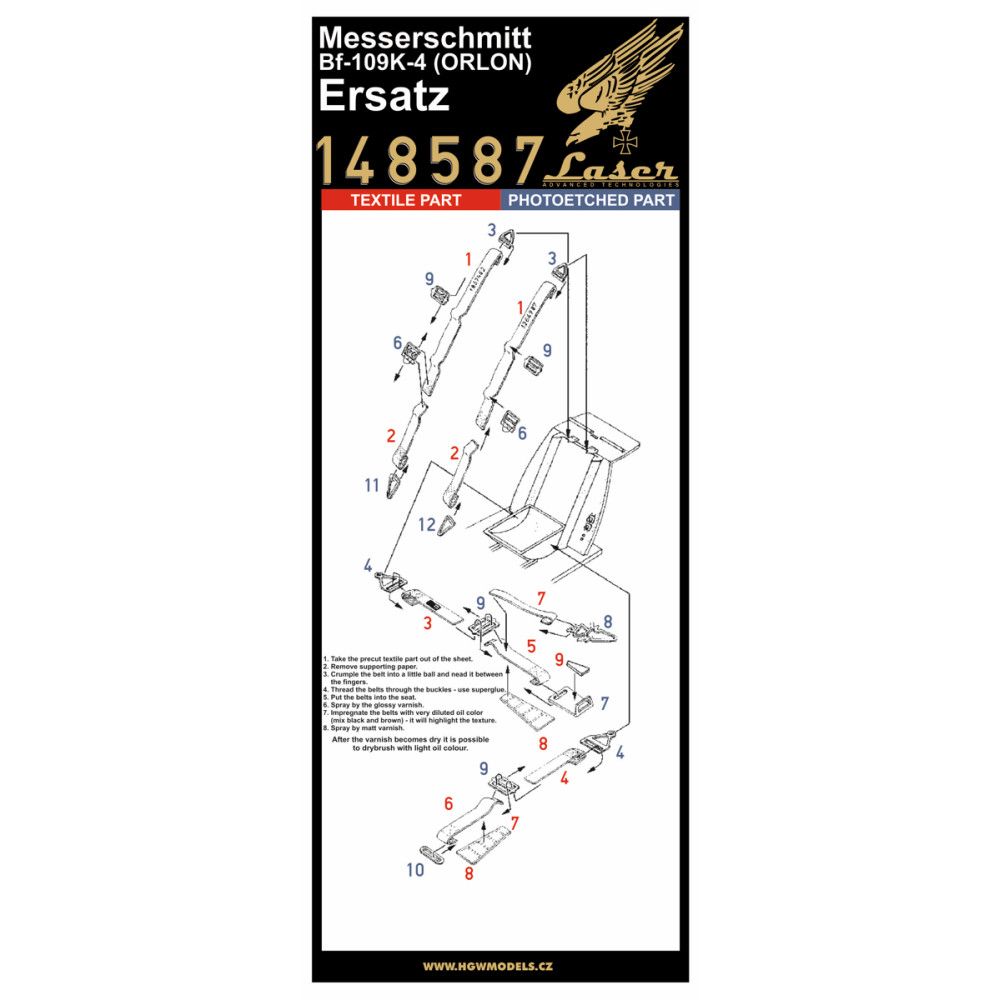 1:48 BF 109K-4 ORLON (ERSATZ) - SEATBELTS
