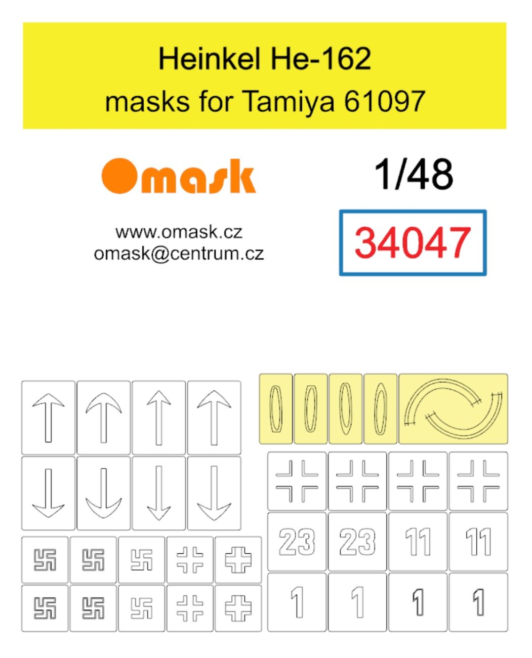 1:48 Heinkel He-162 masks (for Tamiya 61097)