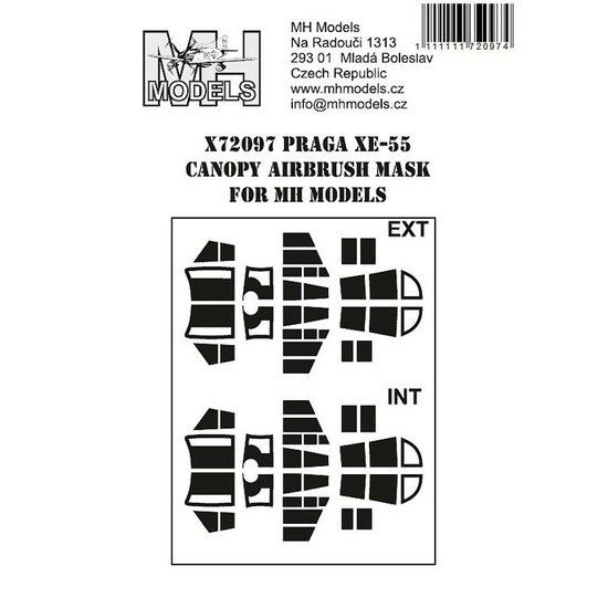 1:72 Praga XE-55 canopy airbrush mask /MHSK