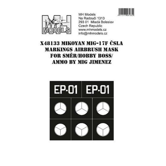 1:48 Mikoyan Mig-17F ČSLA Markings airbrush mask /SMR,HBB,AMIG