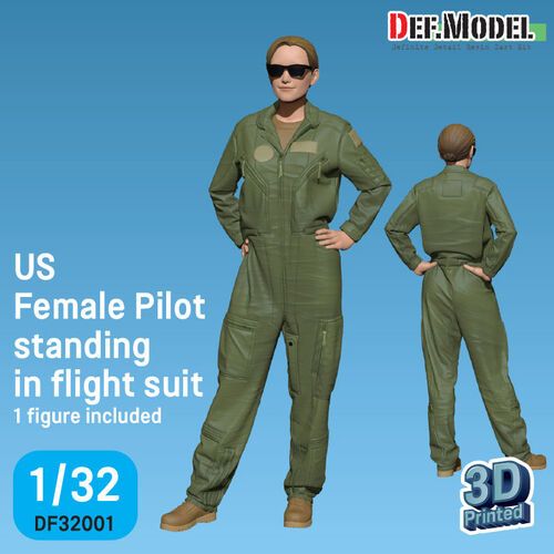 1:32 US Female Pilot Standing In Flight Suit (1 Fig.)