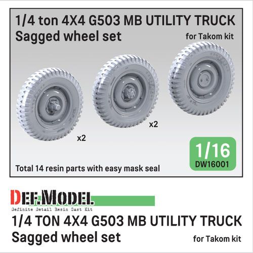 1:16 1/4 Ton 4x4 G503 MB Utility Truck - Sagged Wheel Set (For Takom)