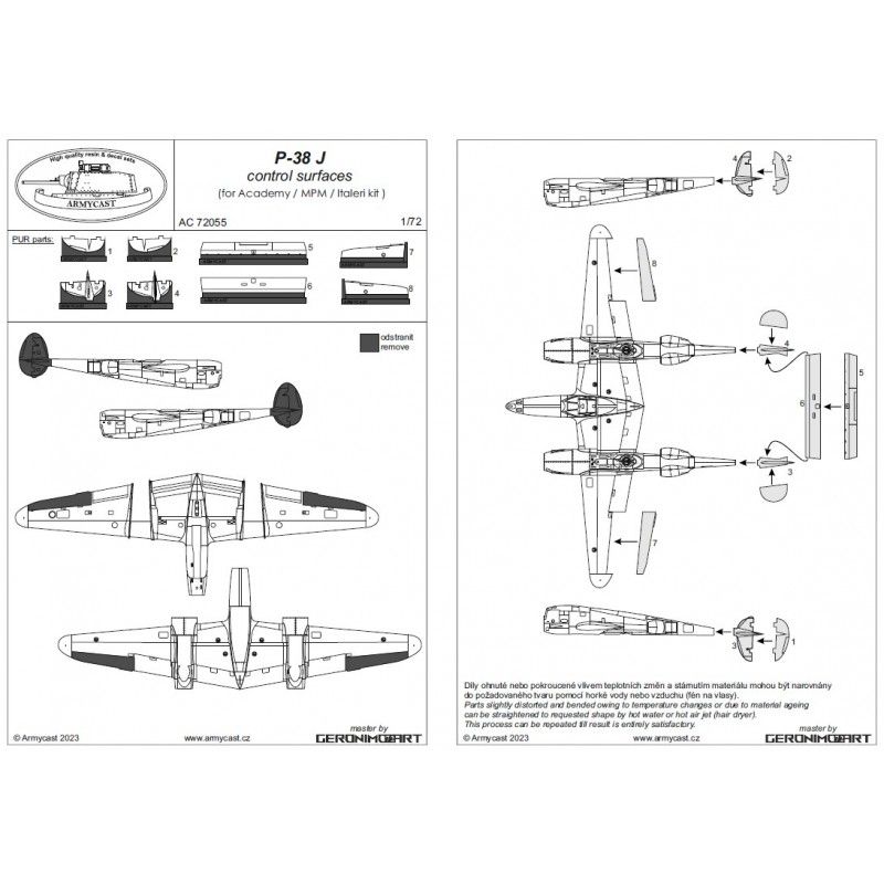 1:72 P-38 CONTROL SURFACES SET