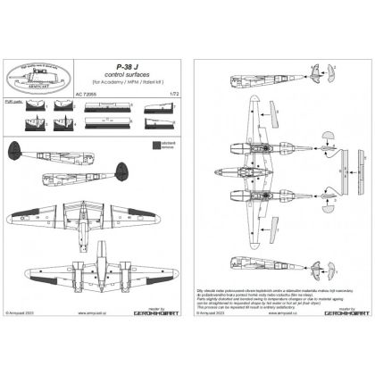 1:72 P-38 CONTROL SURFACES SET
