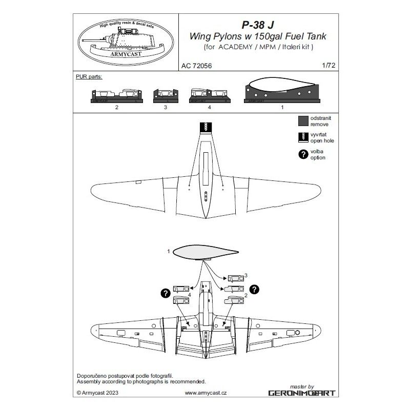 1:72 P-38 FUEL TANKS 150 GAL. SET
