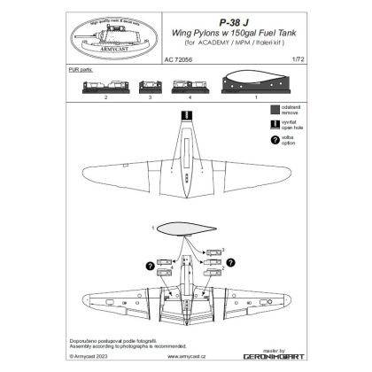 1:72 P-38 FUEL TANKS 150 GAL. SET