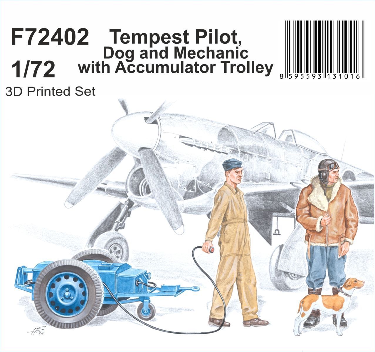 1:72 Tempest Pilot, Dog and Mechanic with Accumulator Trolley