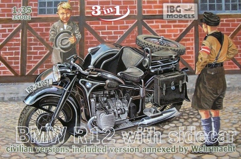 1:35 BMW R12 with sidecar 3in1 (civilian versions included Wehrmacht version)