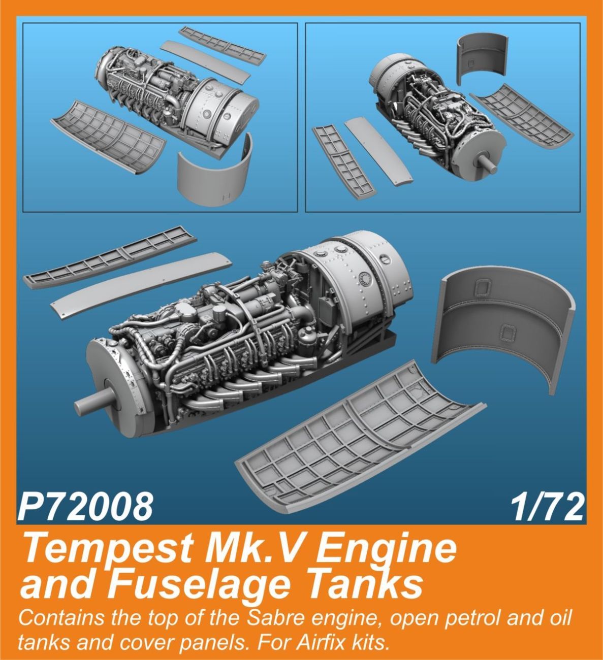 1:72 Tempest Mk.V Engine and Fuselage Tanks 1/72 for Airfix kit