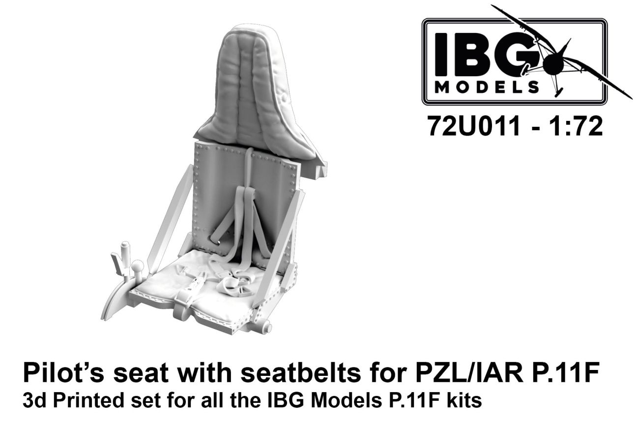 1:72 Pilot's seat with seatbelts for PZL/IAR P.11F - 3D-printed