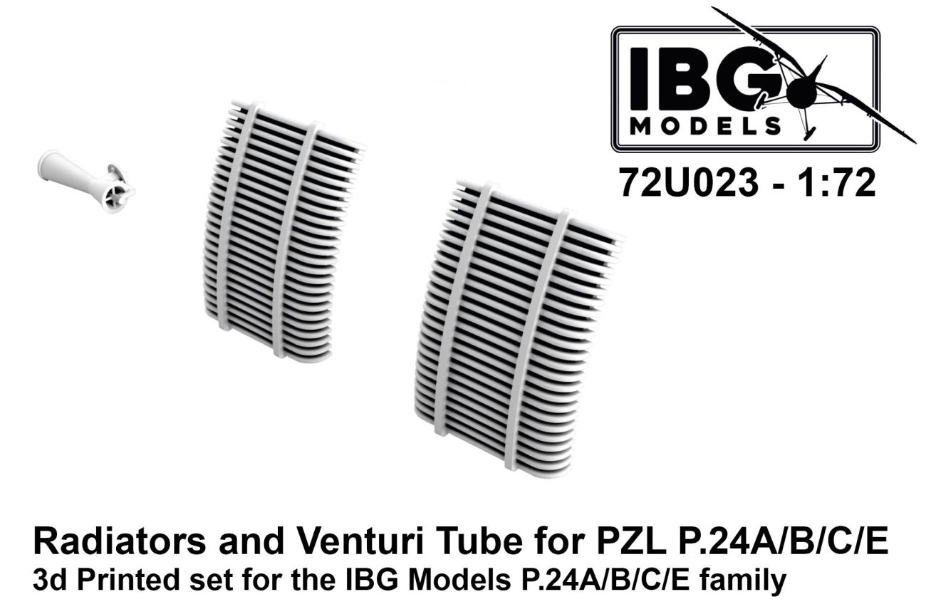 1:72 Radiators and Venturi Tube for PZL P.24A/P-24B/P-24C/P-24E - 3D-printed