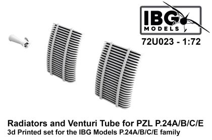 1:72 Radiators and Venturi Tube for PZL P.24A/P-24B/P-24C/P-24E - 3D-printed