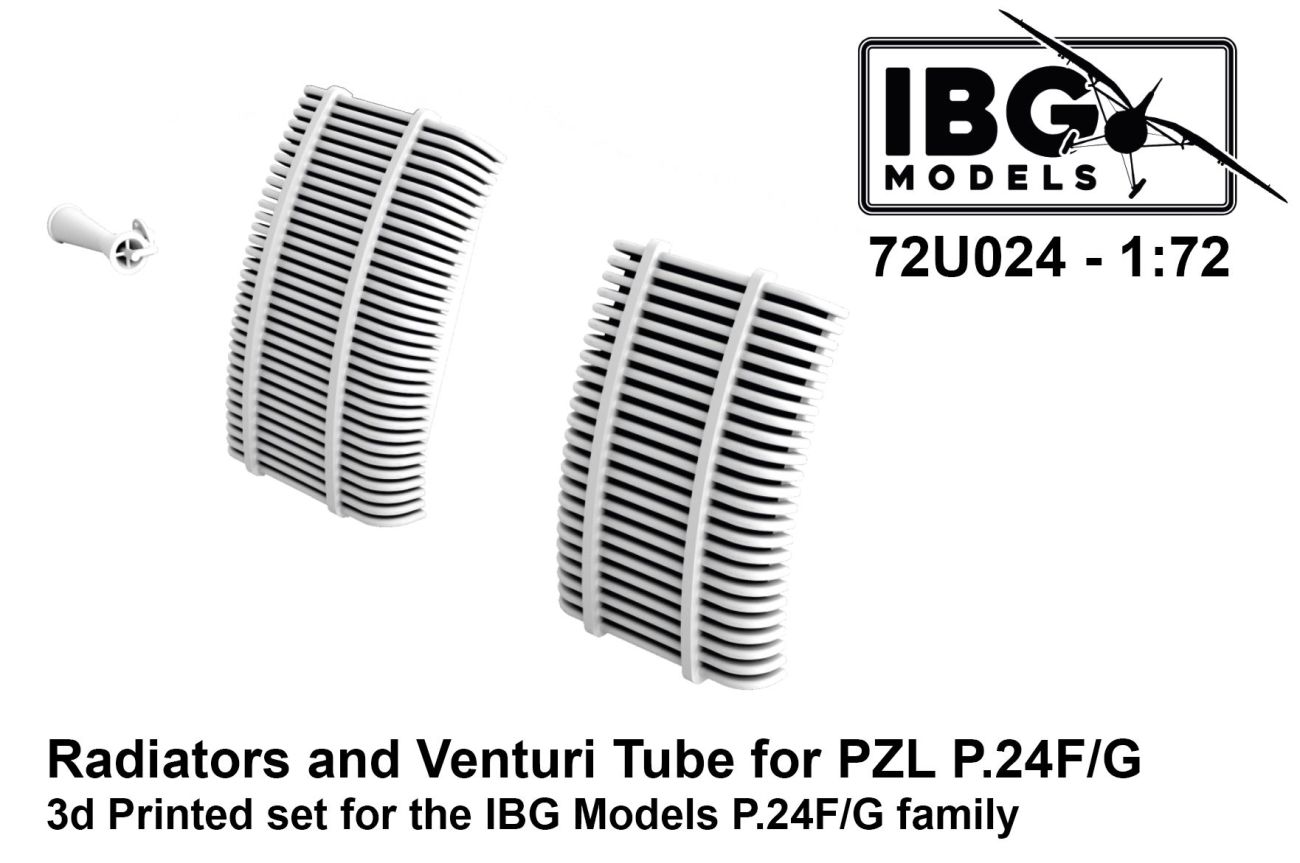 1:72 Radiators and Venturi Tube for PZL P.24F/G - 3D-printed