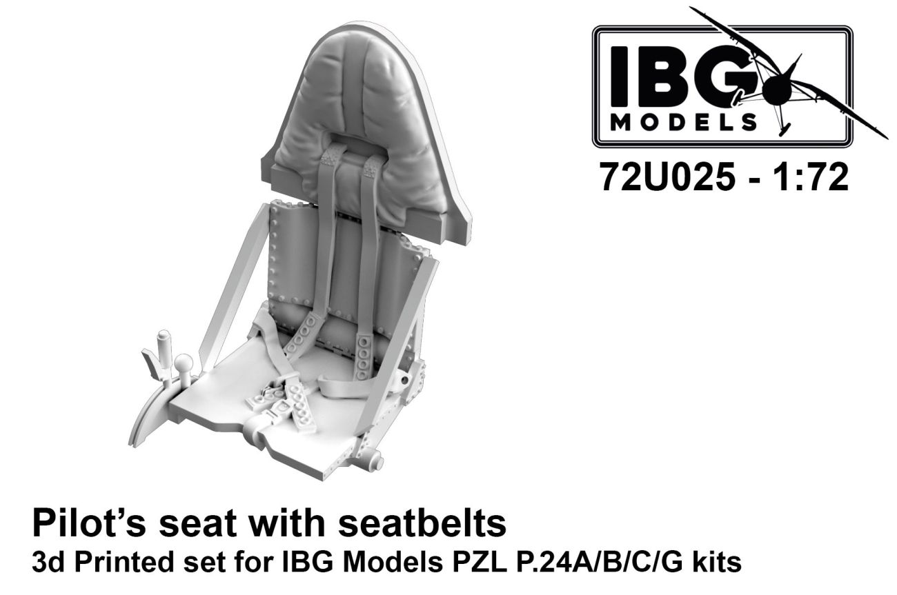 1:72 Pilot's seat with seatbelts for PZL P.24A/P-24B/P.24C/P.24G - 3D-printed