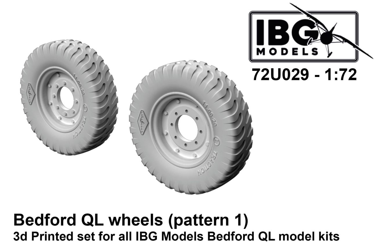1:72 Bedford QL Wheels (Pattern 1 Good Year TRACTION ) - 3D-printed