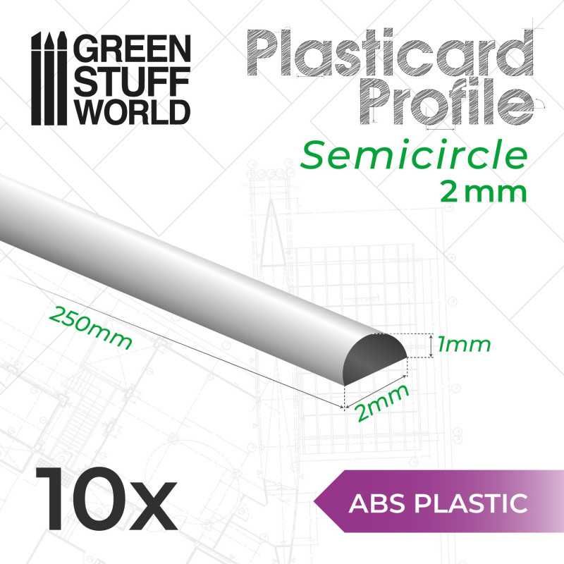 ABS Plasticard - Profile SEMICIRCLE 2 mm