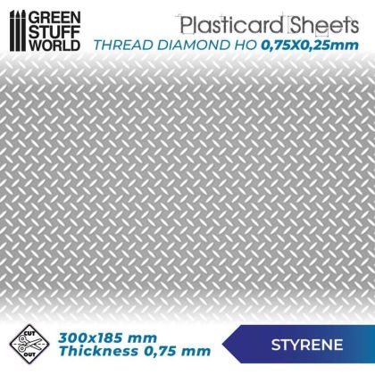 ABS Plasticard - Thread DIAMOND HO 0.75mm Textured Sheet