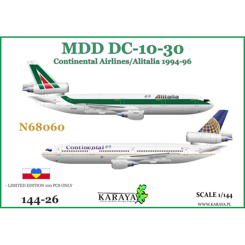 1:144 MDD DC-10-30 Continental Airlines/Alitalia 1994-96