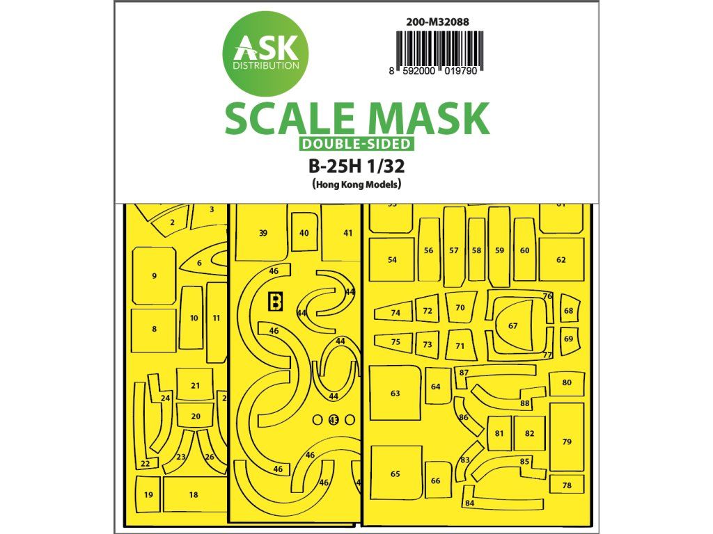 1:32 B-25H Mitchell double-sided express fit mask for HK Models