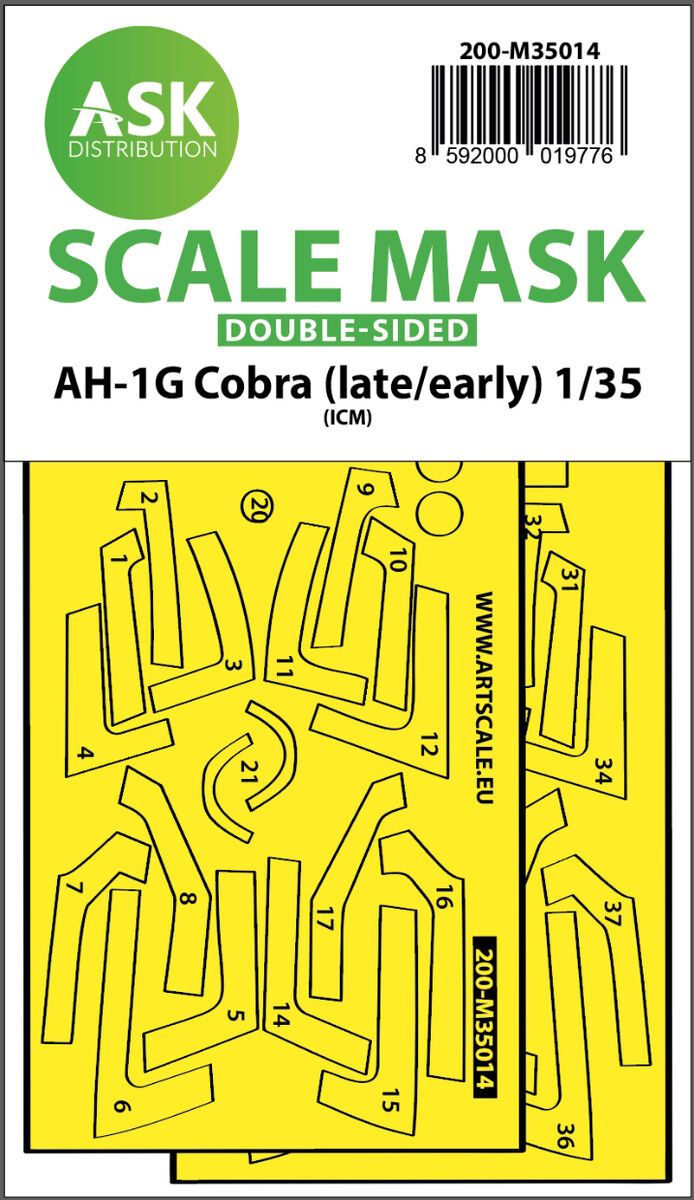 1:35 AH-1G Cobra (early/late) double-sided express fit painting mask for ICM