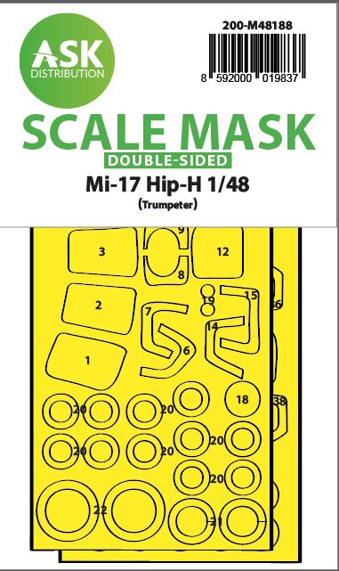 1:48 Mil Mi-17 Hip-H double-sided express fit mask for Trumpeter