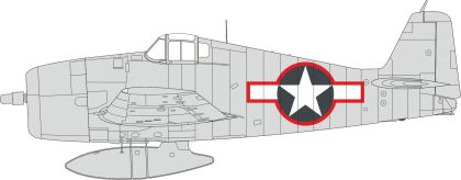 1:48 Grumman F6F-3 Hellcat US national insignia w/ red outline