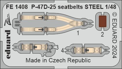 1:48 Republic P-47D-25RE Thunderbolt seatbelts STEEL