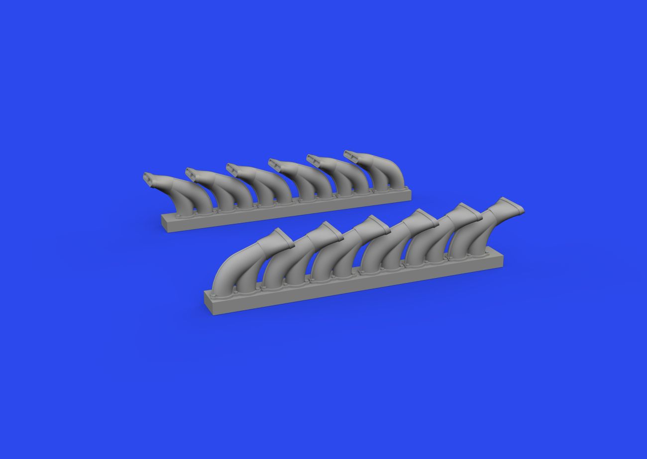 1:48 Bell P-39 Airacobra exhaust stacks fishtail 3D-Printed 