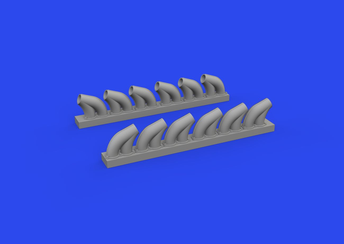 1:48 Bell P-39 exhaust stacks rounded 3D-Printed