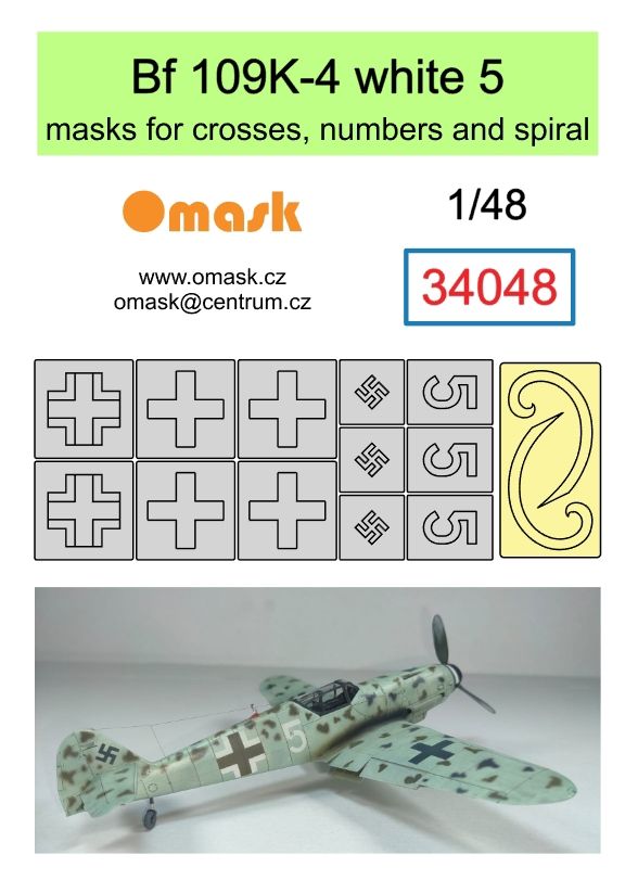 1:48 Bf 109K-4 white 5 (masks for crosses, numbers and spiral)