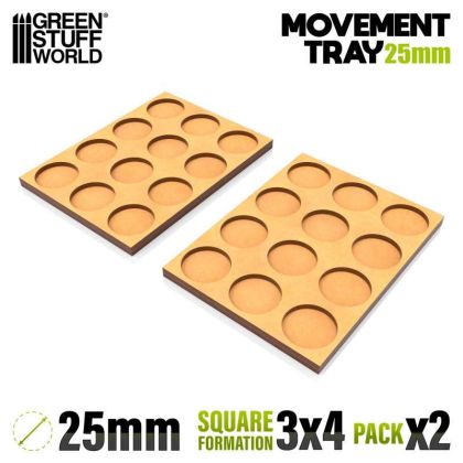 MDF Movement Trays 25mm 3x4 -  Skirmish Lines
