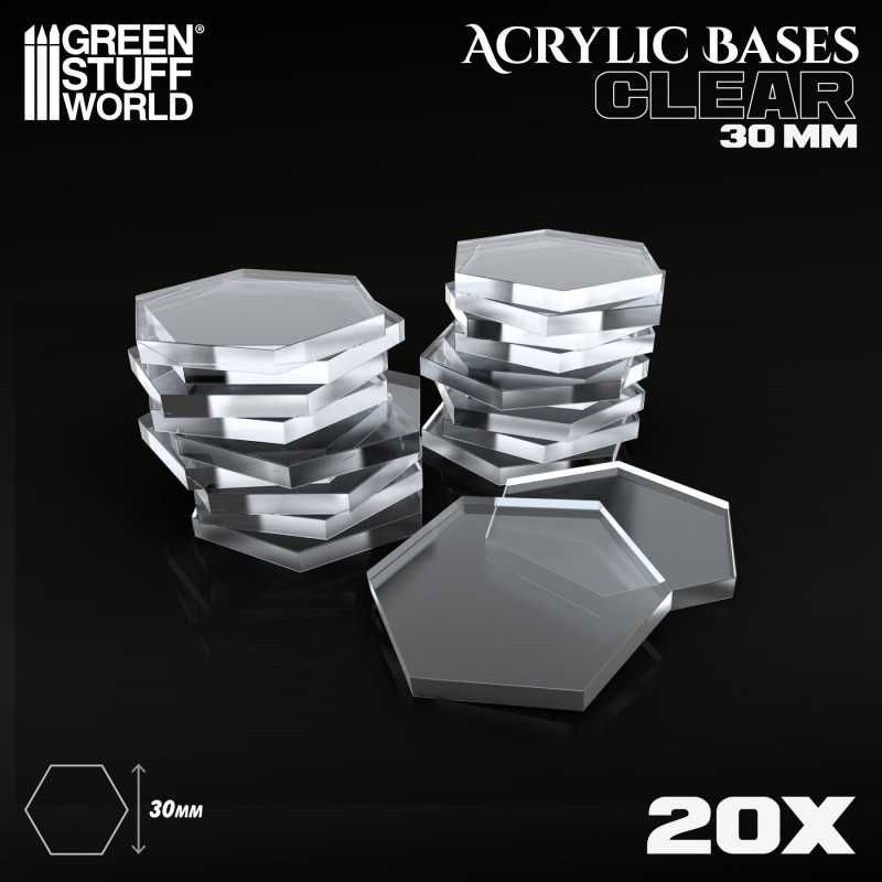 Acrylic Bases - Hexagonal 30 mm CLEAR