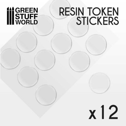 12x Resin Token Stickers 40mm
