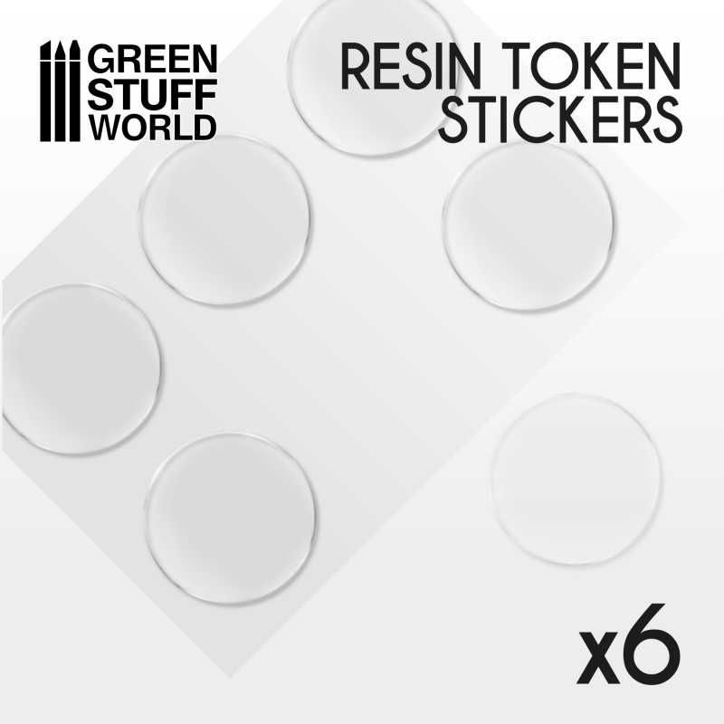 6x Resin Token Stickers 50mm