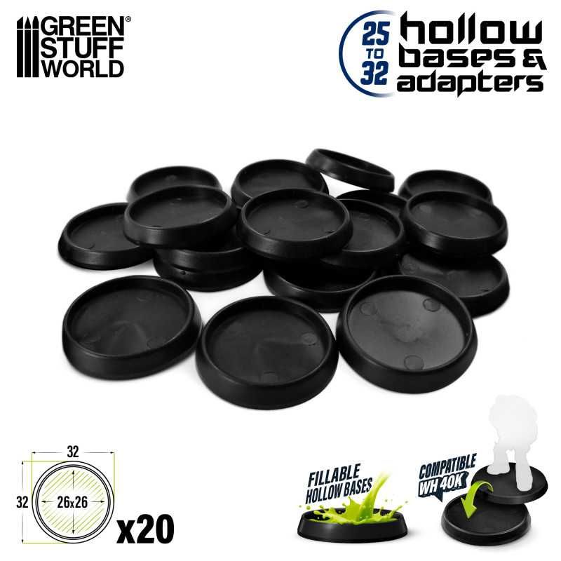 Hollow Plastic Bases - BLACK 25mm